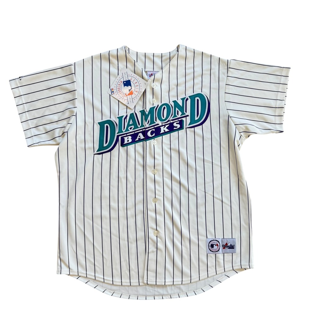 Vintage Majestic Arizona Diamondbacks MLB Jersey Pinstripe White Purple XL NWT